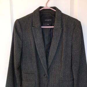 Women's Banana Republic Grey And Black Herringbone Tailored Blazer Size 8